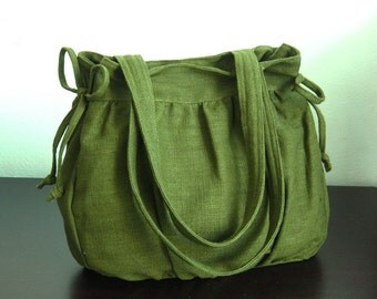 Sale - Forest Green Hemp/Cotton Bag, purse, tote, everyday bag, work bag, shoulder bag, teens,women - MANDY