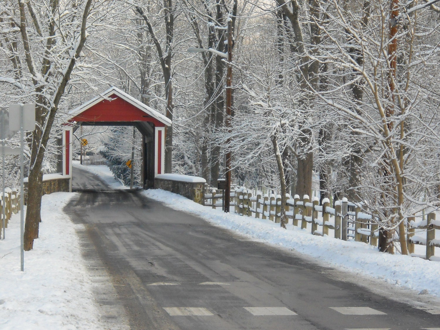 snow covered bridge