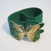 80s Belt Vintage Green Butterflly Stretch Elastic Cinch S M