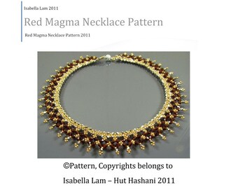 Red Magma Necklace beading tutorial PDF Pattern