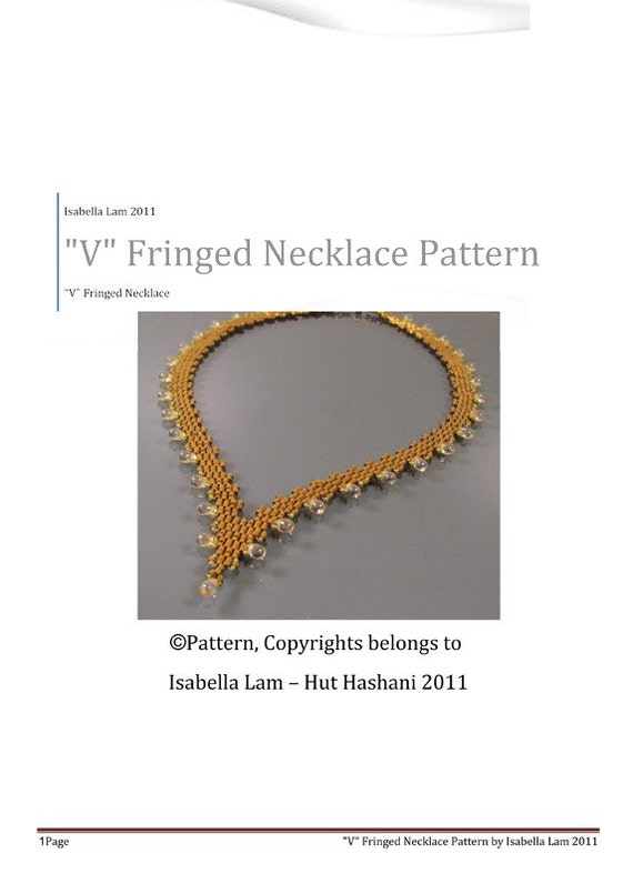 V Fringed Necklace PDF Bead Weaving Pattern tutorial