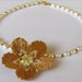 Golden Heart Flower Beadwork Necklace