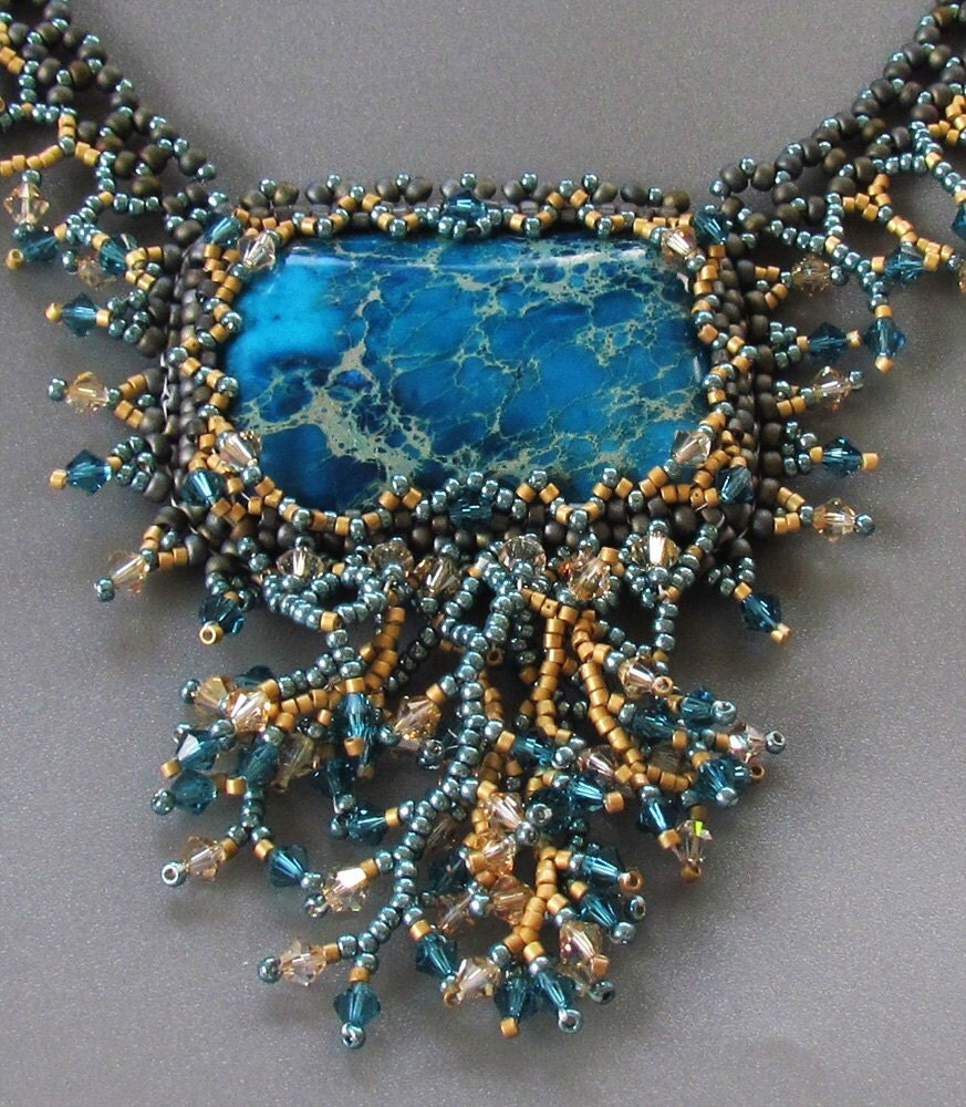 OOAK Coral Reef Beadwork Necklace March 2012 EBWC Challenge