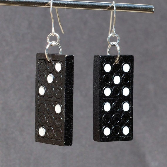 Domino Jewelry Upcycled Wooden Domino Earrings Found Object