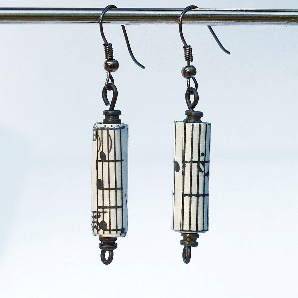 Sheet Music Jewelry Brass Sheet Music Paper Bead Earring