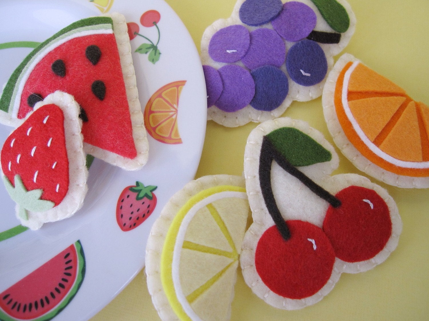 Sewn Sweets Fruit Shaped Sugar Cookie Set with Matching Plate