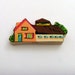Village Exhibit Hall Brooch - Lapel Pin // Upcycled 1950s Dutch Wood Puzzle Piece // Orange - Brown