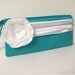 Tiffany clutch / wristlet in Aqua Silk Dupioni and White satin w/White Poppy (choose your colors) Monogramming available