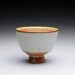 tea bowl - cup - yunomi with satin white and orange shino glazes