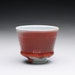 porcelain cup - yunomi - teacup with bright red and turquoise celadon glazes