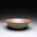 large serving bowl - ceramic bowl with green celadon and orange shino glazes