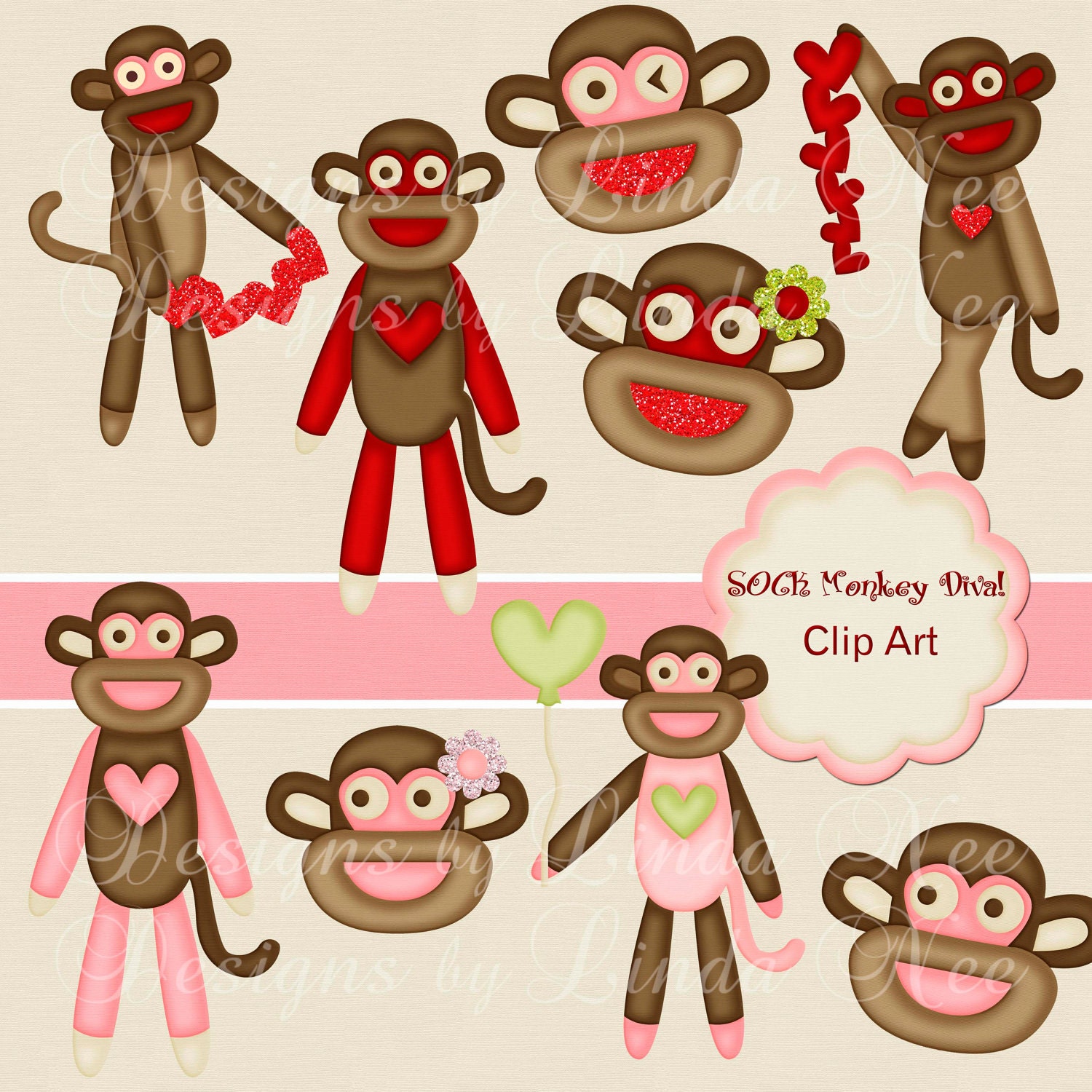 monkey clip art etsy - photo #21