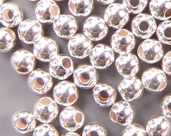 3mm Round Beads Silver-Plated 42869 (288), Small Silver Beads, Spacer Beads, Silver Earring Beads, Jewelry Beads, Beads for Beading