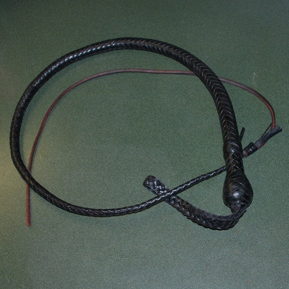 Leather Snake whip Black 3 feet