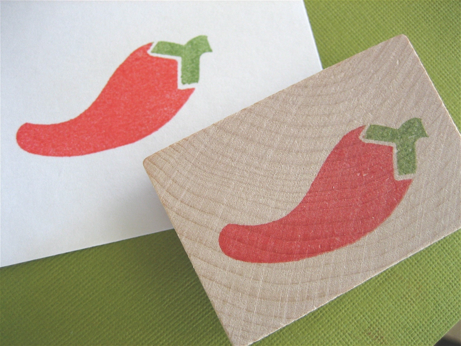 Chili Pepper Hand Carved Rubber Stamp