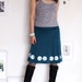 Handmade Knee Length Teal Blue Skirt . A-line Applique skirt . Summer Fashion -Super Cute Big Eyes-size Large