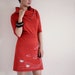 Orange Winter Dress. Knit cotton dress . Handmade applique tunic -The creek with two paper boats - size Small