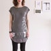 Holiday Sale - Womens Spring Dress - Grey/Gray Party dress . Applique dress - Chinese painting study