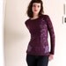 Plum long sleeve long body cotton T-shirt - Chinese painting study - size Medium