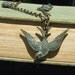 Patina Swooping Bird Necklace- Heart Necklace, Bird Necklace, Antique Brass Chunky Chain, Patina Necklace, Long Necklace