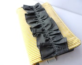 Bible Case-Yellow/White Stripe Bible Cover with Grey Ruffle and Book Mark