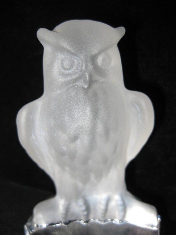 Vintage 1985 Goebel Crystal Glass Owl Figurine Signed