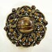 Czech Brooch, Czech Rhinestone, Art Glass, Filigree Brooch, Amber Rhinestone, Brass Brooch, 1940s Brooch, Vintage Brooch, Vintage Pin