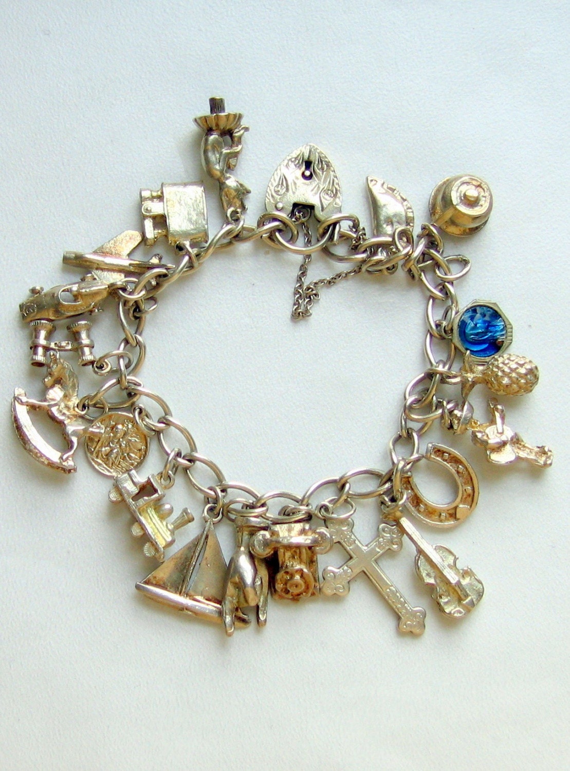 Vintage English Sterling Silver Charm Bracelet 1960s