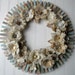 Clothespin Flower Wreath cream text flowers and aqua base sheet music book page flowers Cottage Chic