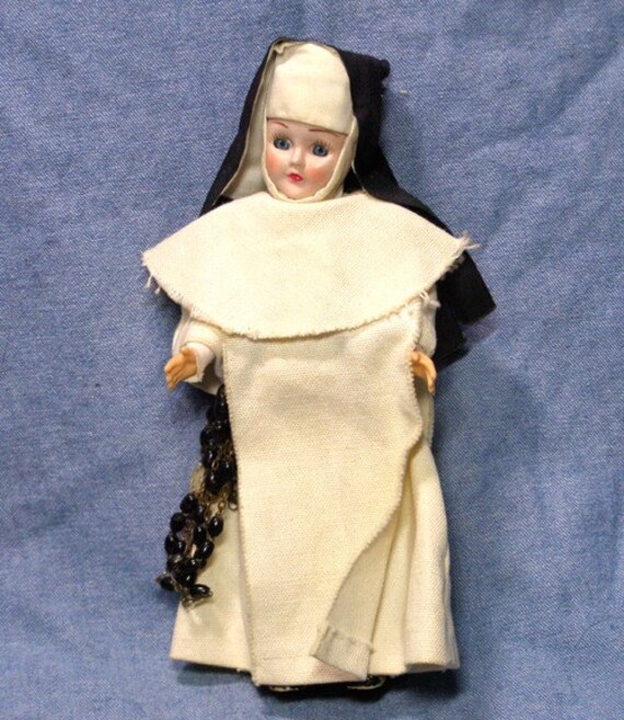 Vintage Catholic Nun Doll with Rosary Beads