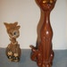Pair of Vintage Wooden Cat Figurines