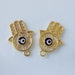 Filigree Gold plated Hand of HAmza with blue evil eye charm-2