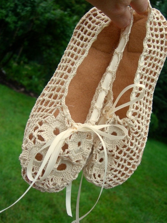 Crochet Ballet Flats Elegant Handmade Ballet Flats with Suede