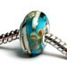 Glass Lampwork Beads - Large Hole Transparent Blue w/Ivory Rondelle Bead - SC10013