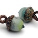 Handmade Glass Lampwork Beads - Eucalyptus Leaf Acorn Earring Set - Borosilicate glass - Dichroic glass - 11820419
