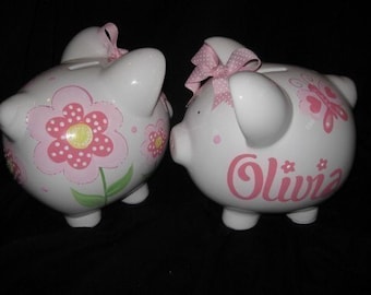 personalized piggy bank spring bouquet