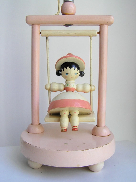 Sweet Vintage Irmi Nursery Lamp Little Girl on the Swing