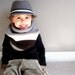 kids knit cowl in grey with STRIPES - OOAK - vegan friendly