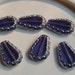 Vintage 15x11mm Czech Glass Flat PERIWINKLE Purple Flat Drop with Silver Edges - Vintage 1970s (6) BEADS