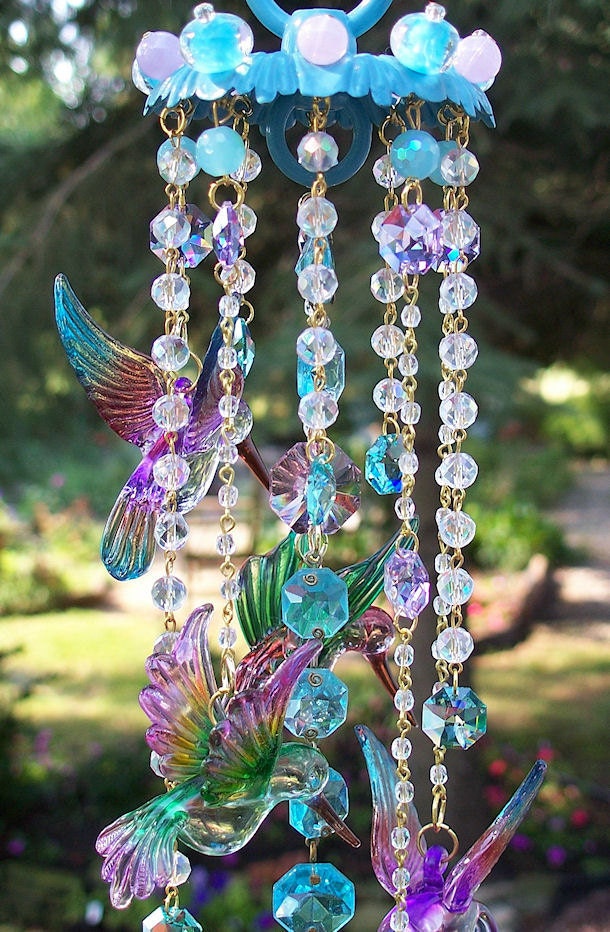 Dazzling Hummingbirds Crystal Wind Chime