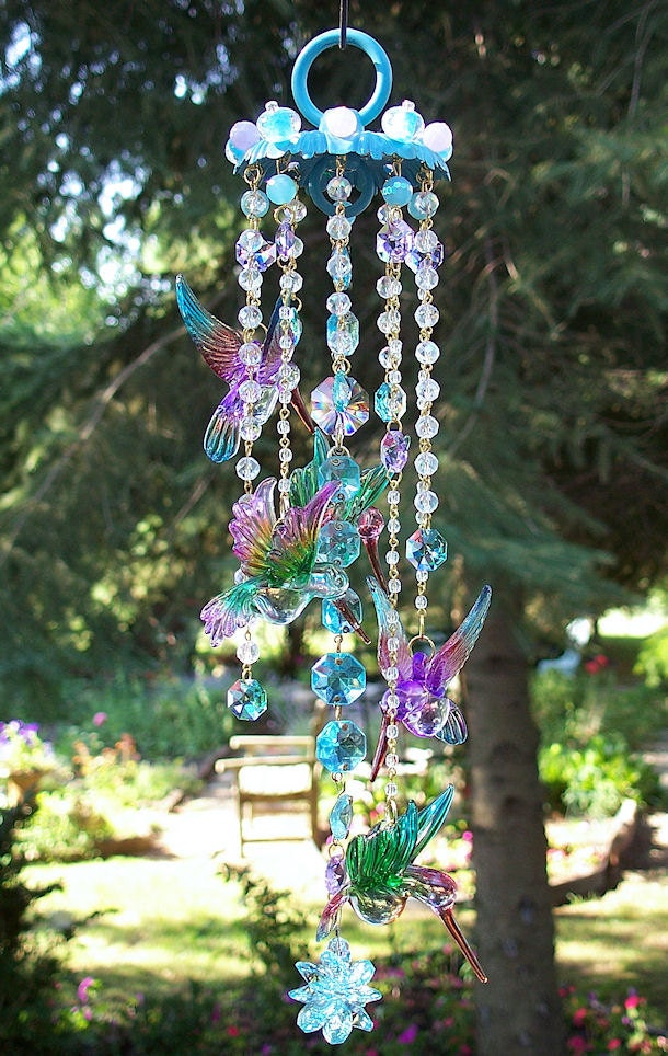 Dazzling Hummingbirds Crystal Wind Chime