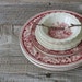 Vintage Red Transferware Plates - Four - Homer Laughlin