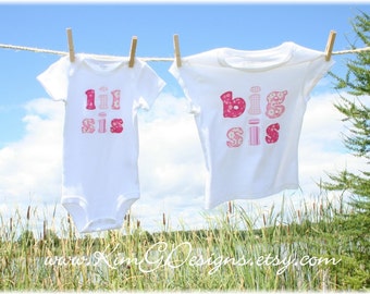 Set of 2 Sibling Shirts-BIg Sis/Lil Sis Appliqué