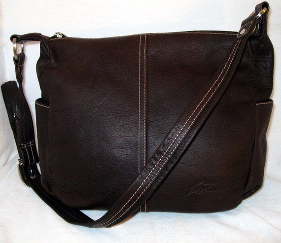 Stone Mountain thick rugged leather satchel hobo bag putse