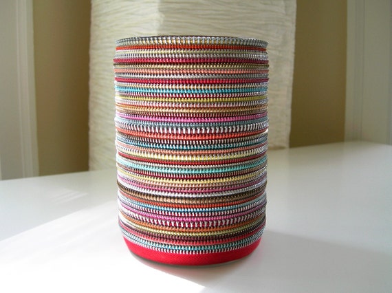 Layered Vintage Zipper Vase in Bright Colors