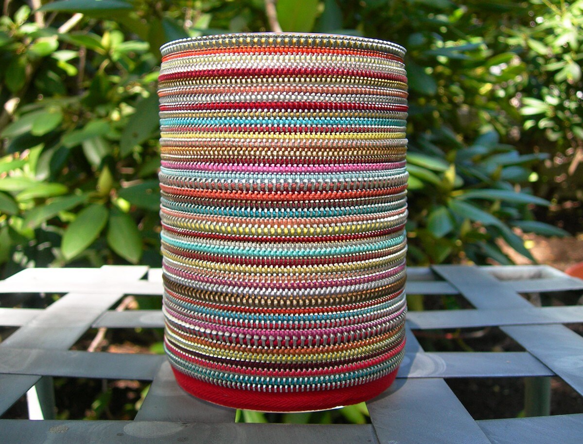 Layered Vintage Zipper Vase in Bright Colors