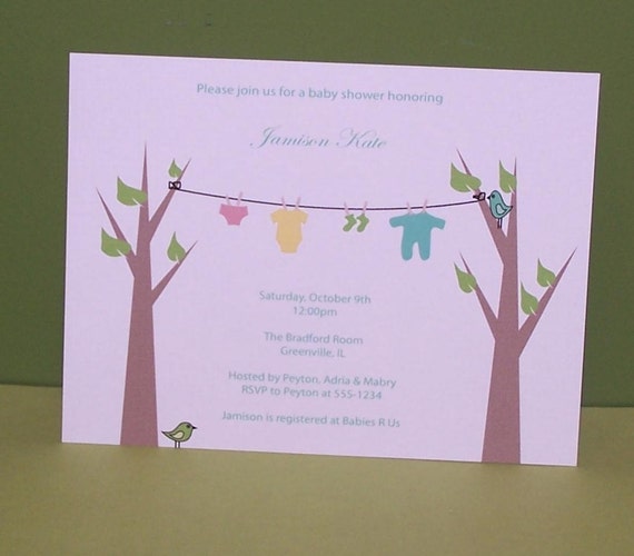Personalized Clothesline Baby Shower invitations (set of 10) Il_570xn