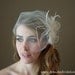 Tulle Wedge Birdcage Veil with Ostrich Tip Feather Hair Comb