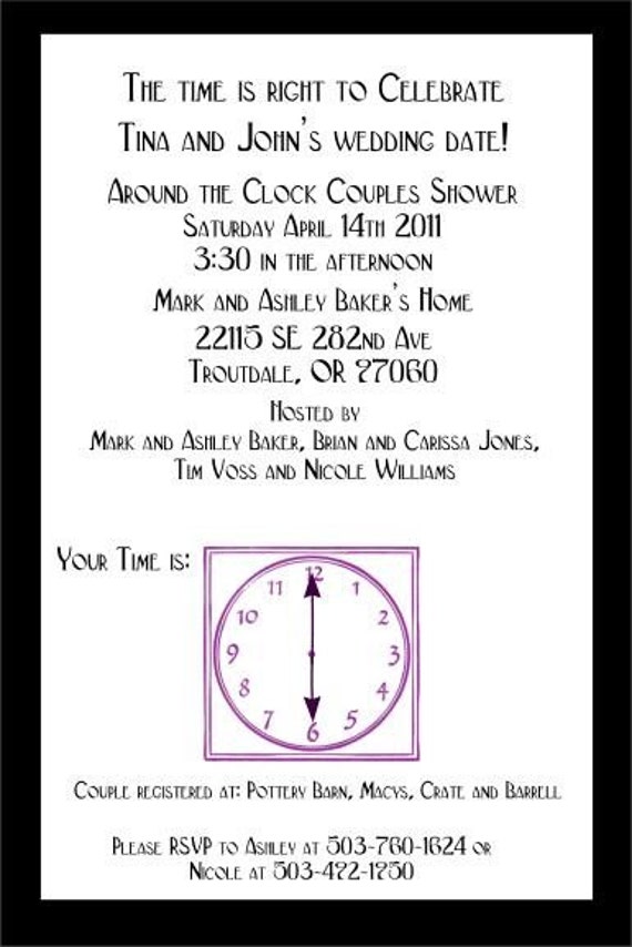 Around The Clock Wedding Shower Invitations 8