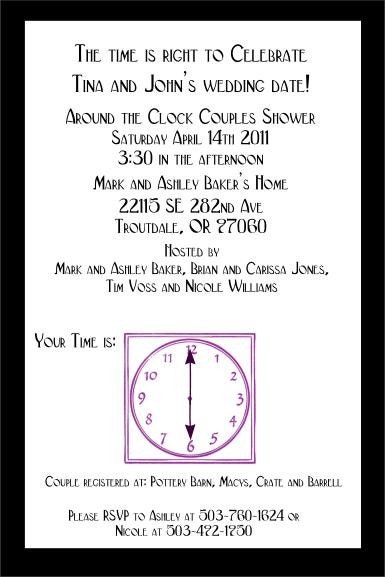 Custom Around The Clock Bridal Shower Invitations 25